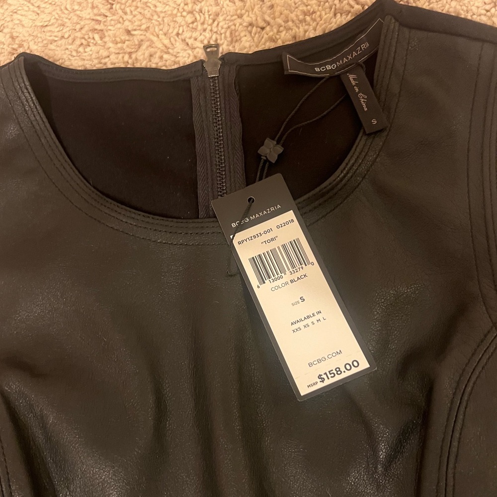 BCBG Maxazria black leather sleeveless top size S - Picture 7 of 8